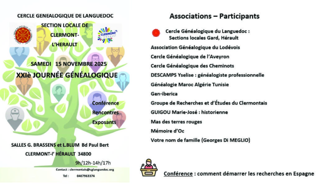 XXIe journée généalogique à Clermont l'Hérault