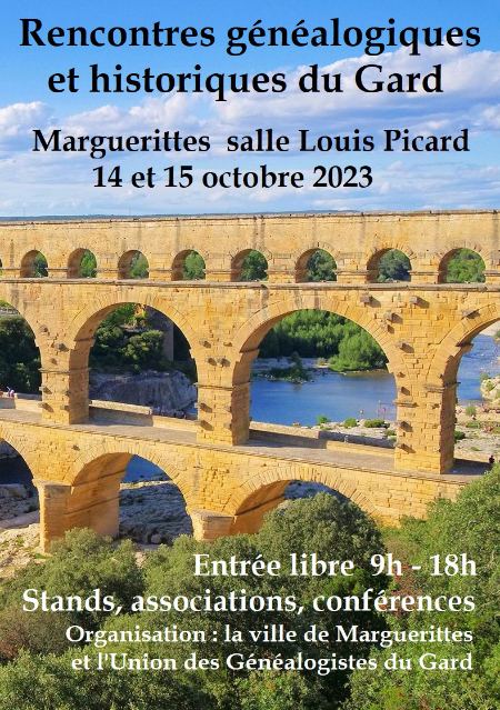 Affiche des rencontres généalogiques et historiques du Gard 2023